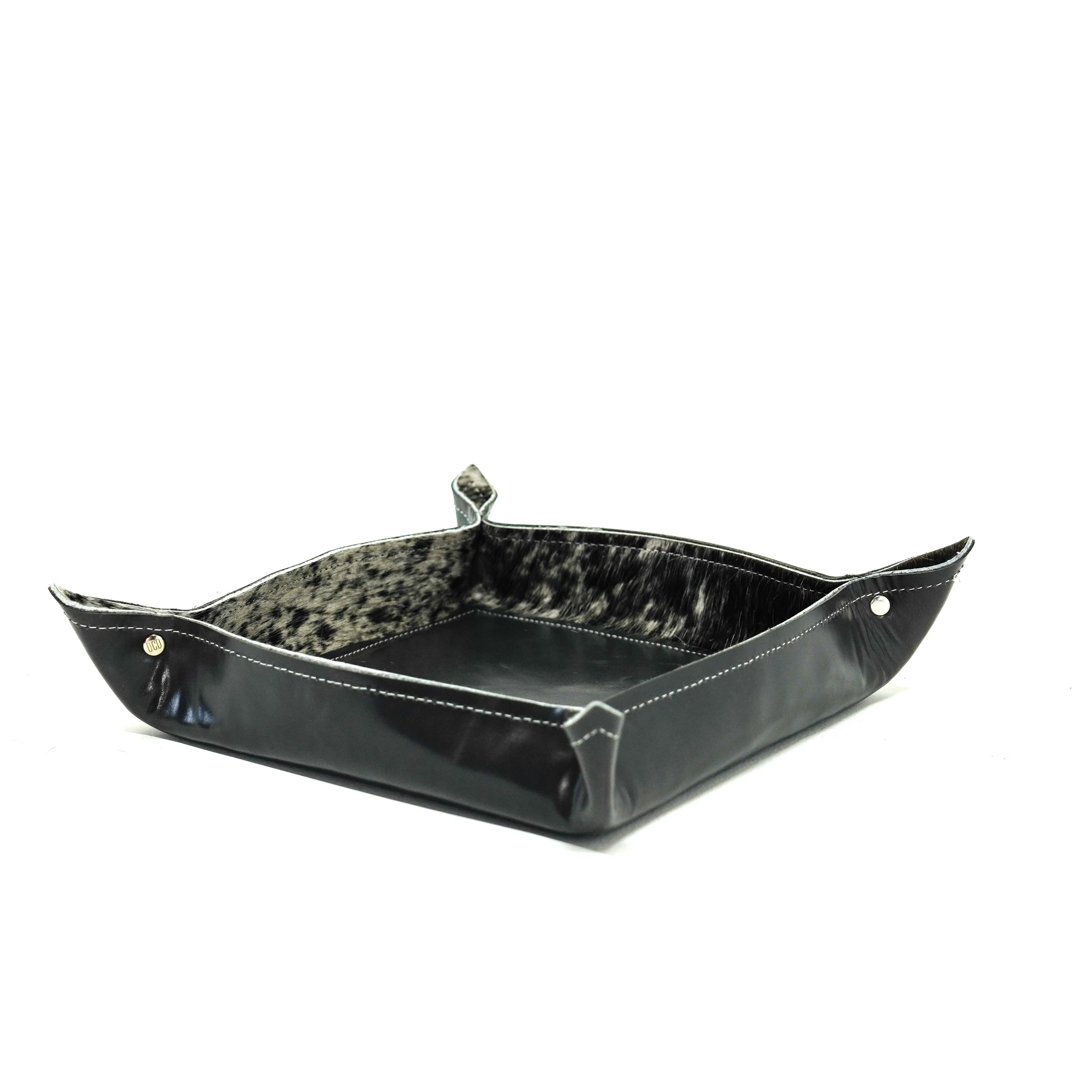 Large Tray - Glossed Lead Leather w/ Lasered Decal