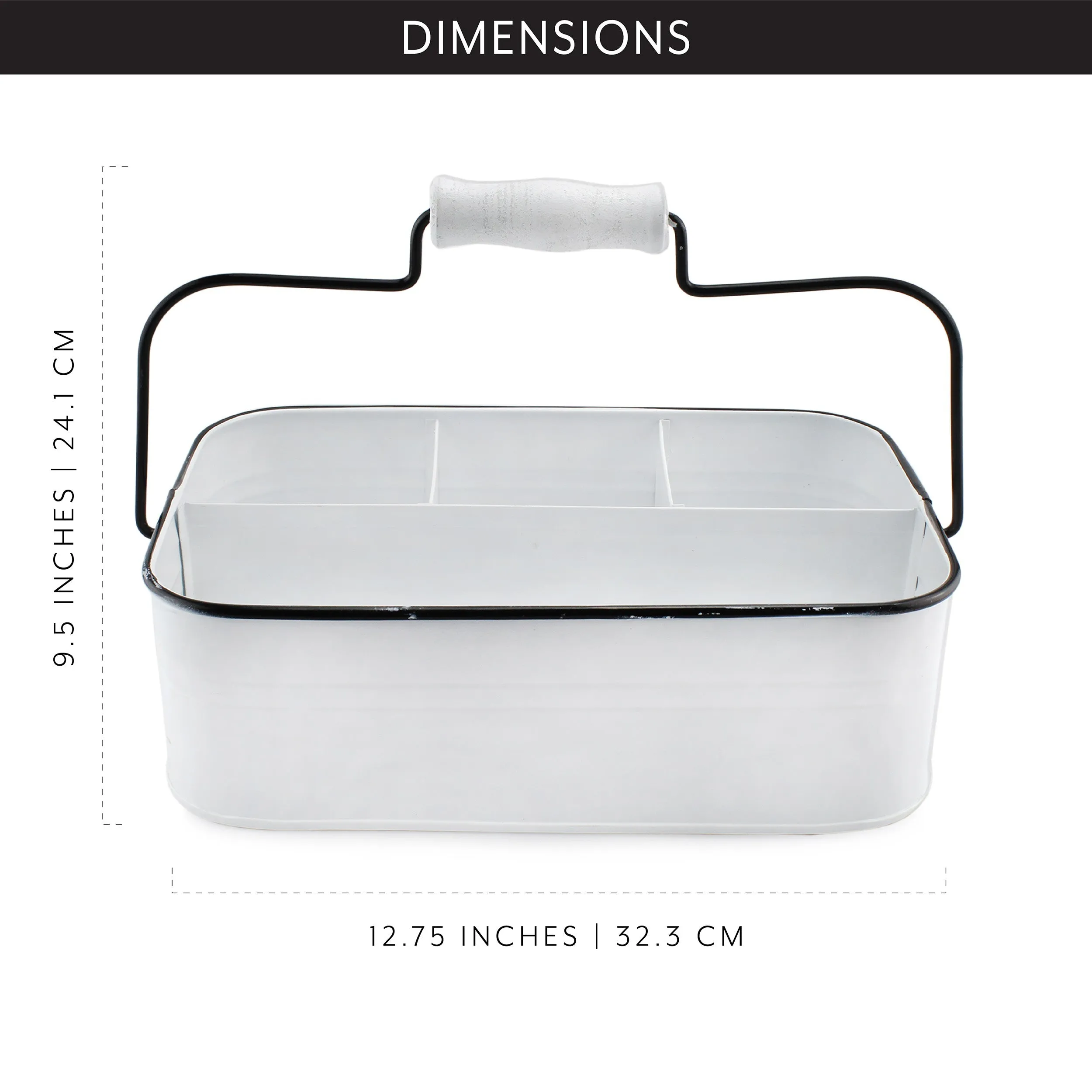 Large White Rustic Caddy (Case of 8)