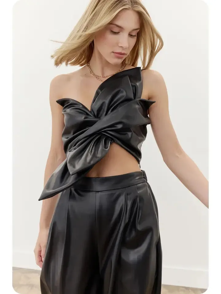 Leather Knot Top