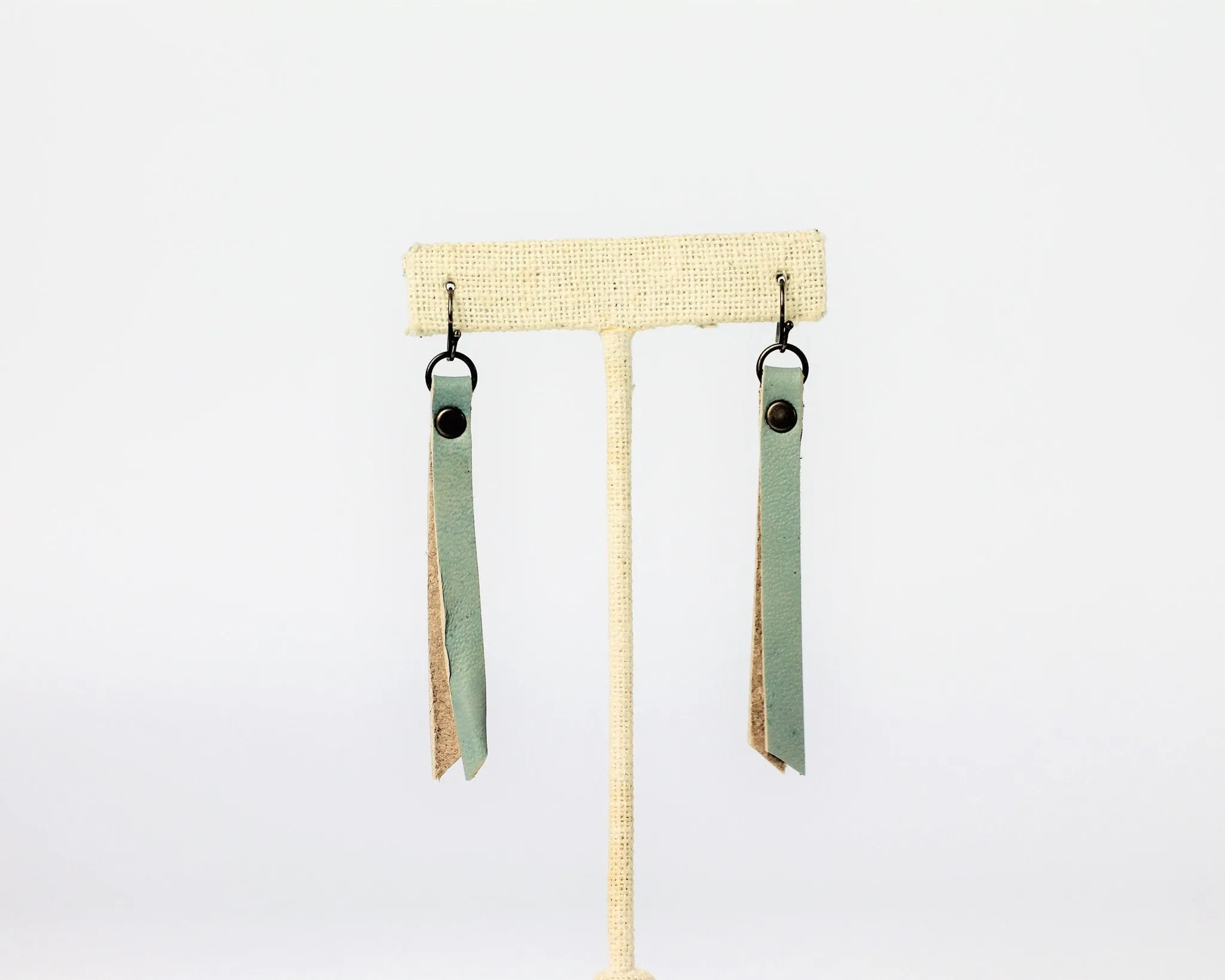 Leather Rivet Tab Earrings / Gulf