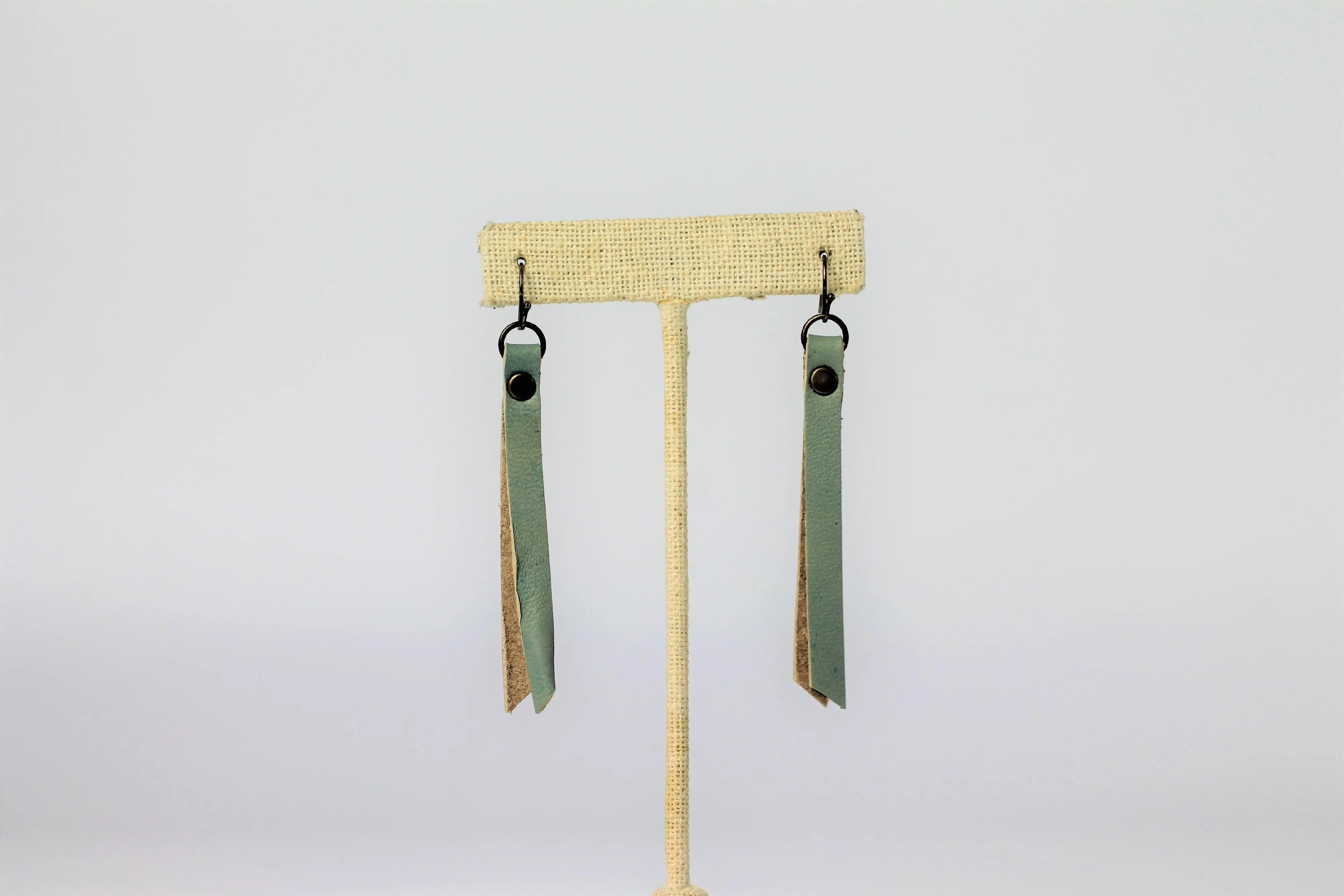 Leather Rivet Tab Earrings / Gulf