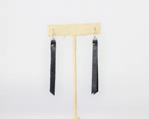 Leather Rivet Tab Earrings / Navy