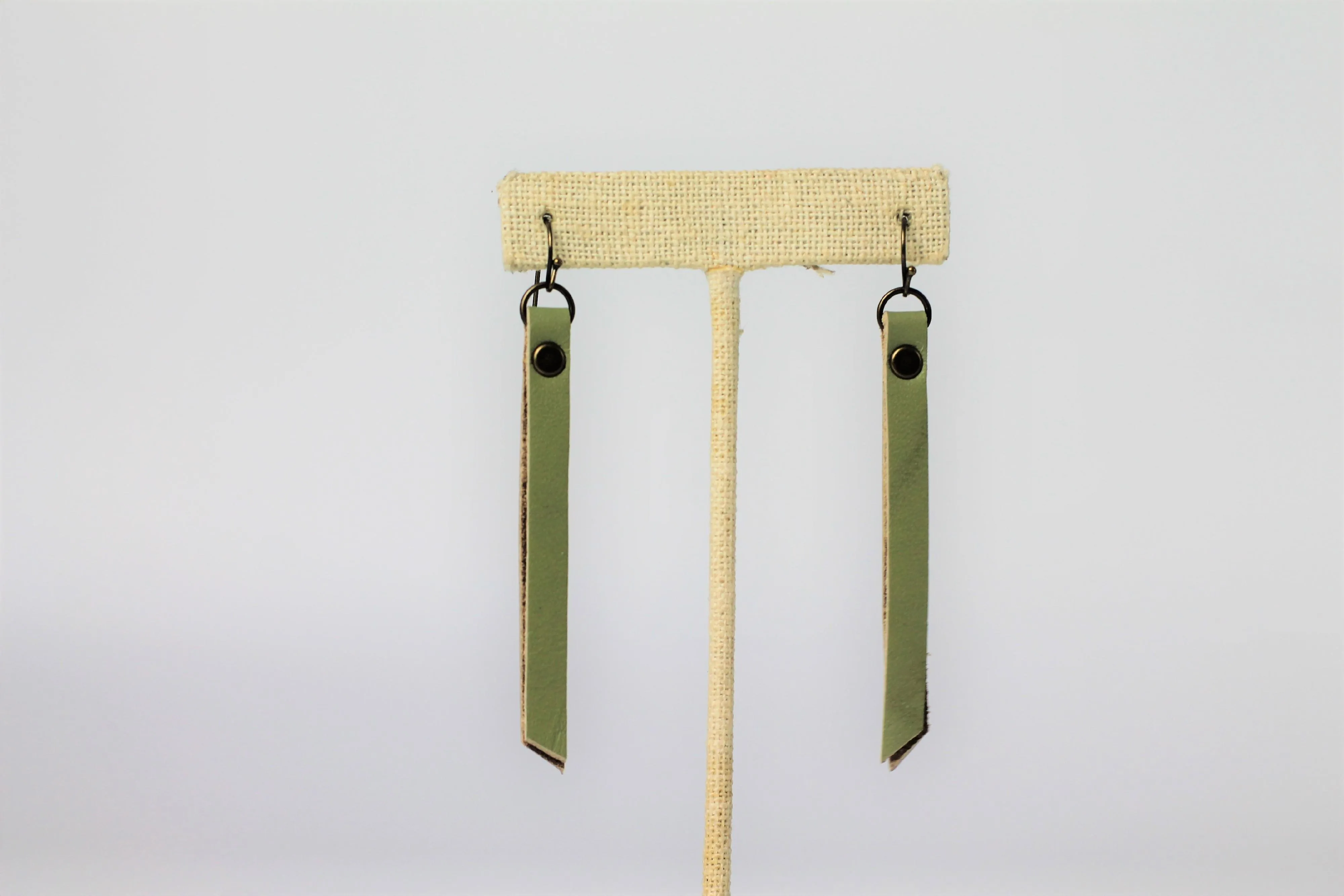 Leather Rivet Tab Earrings / Palmetto