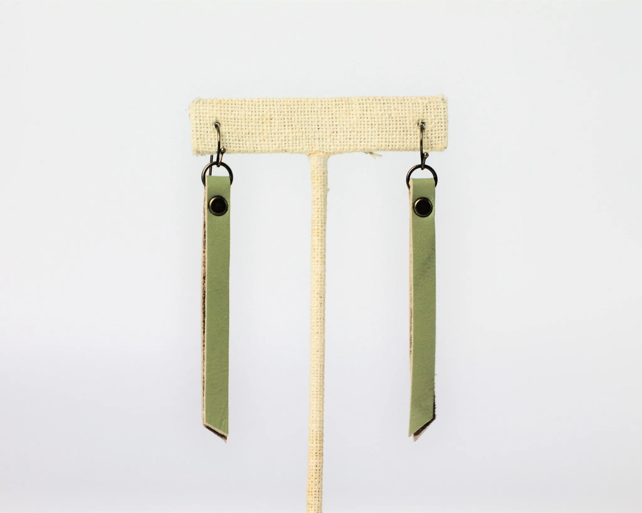 Leather Rivet Tab Earrings / Palmetto