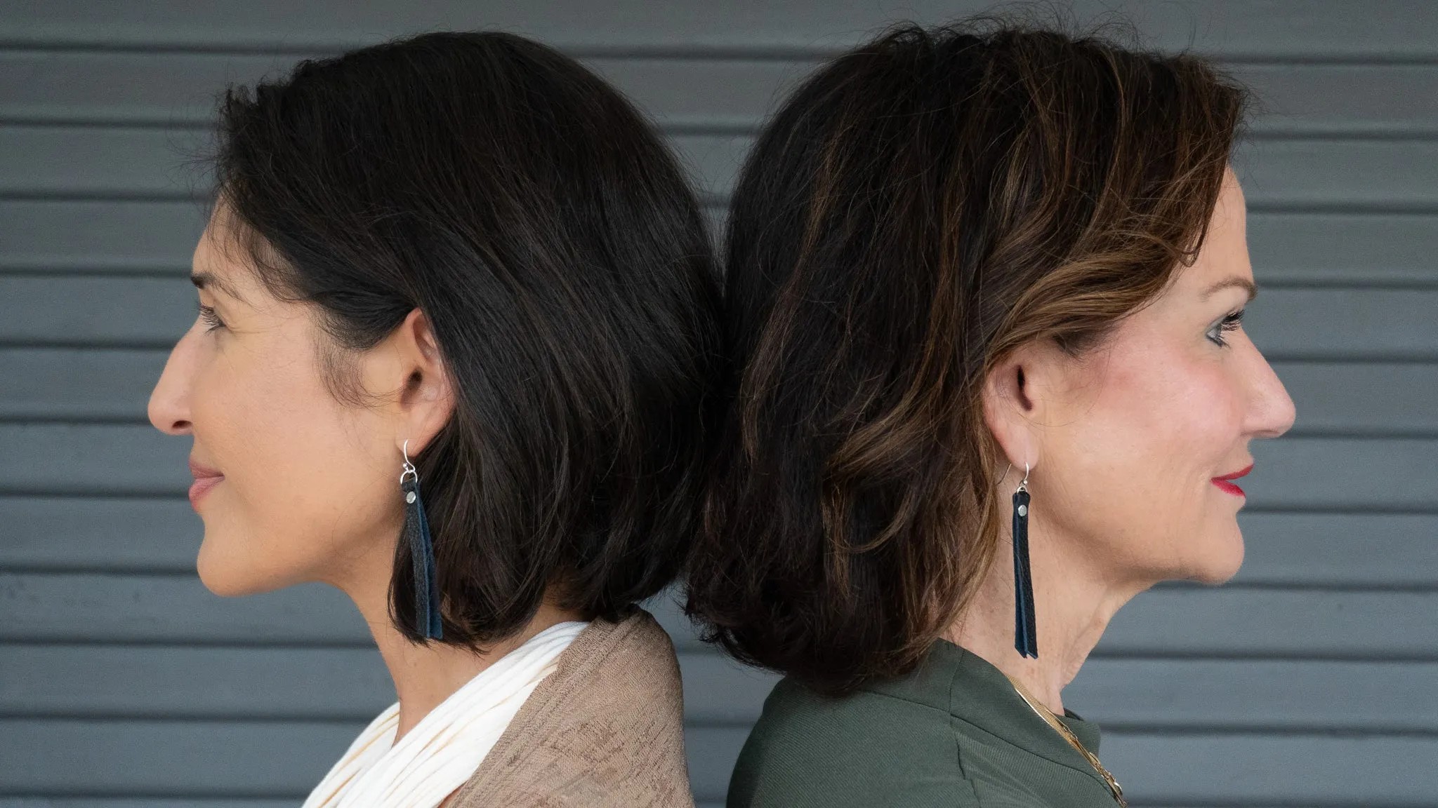 Leather Rivet Tab Earrings / Palmetto