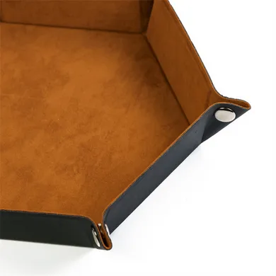 Leatherette & Velvet Dice Tray (Camel Hex)