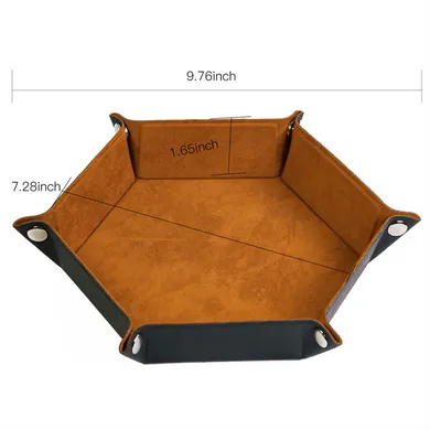 Leatherette & Velvet Dice Tray (Camel Hex)