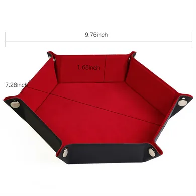 Leatherette & Velvet Dice Tray (Red Hex)
