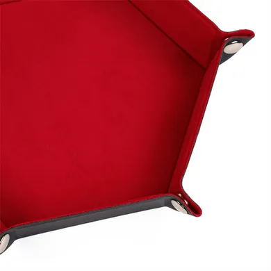 Leatherette & Velvet Dice Tray (Red Hex)