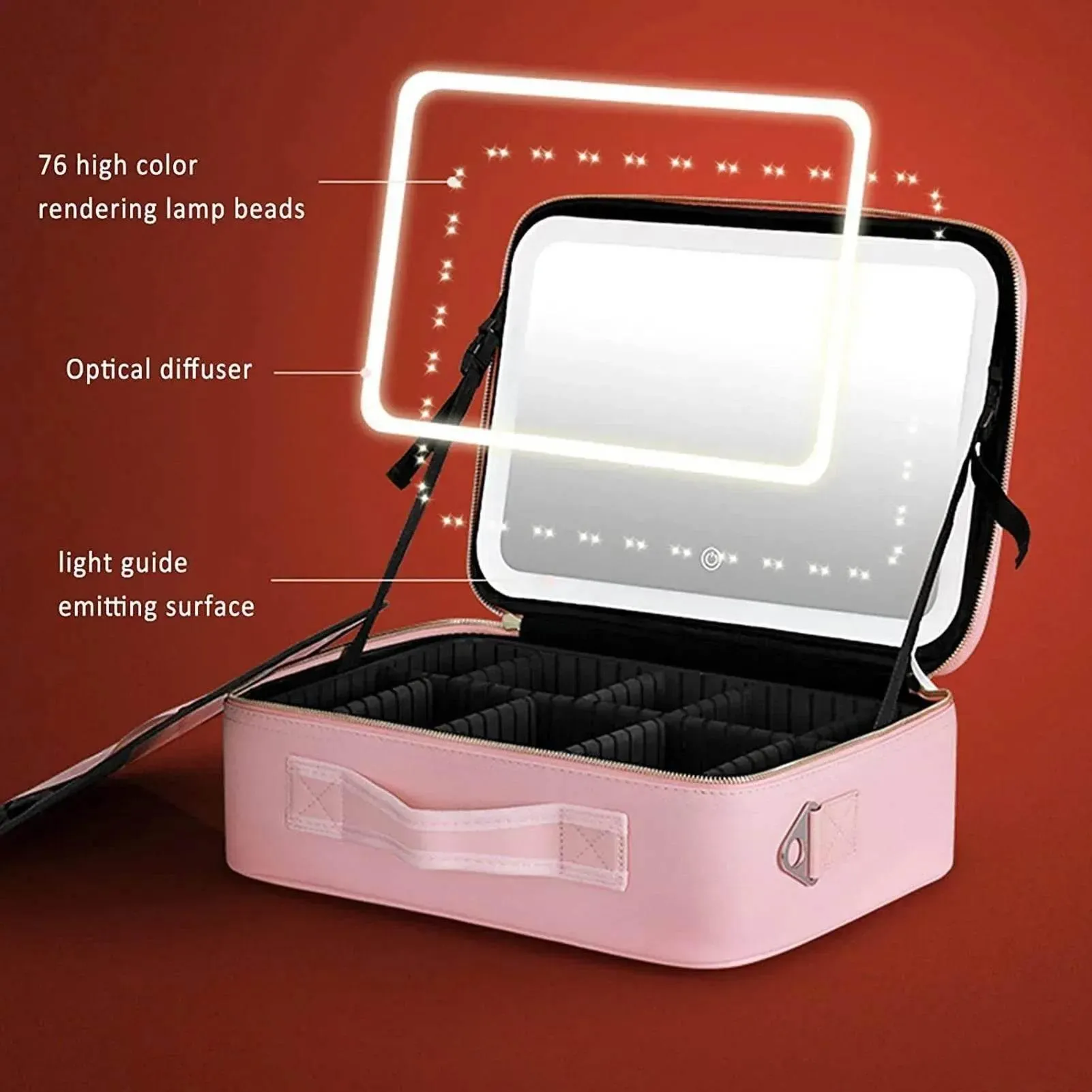LED Makeup Bag with Mirror - Travel Cosmetic Organizer
