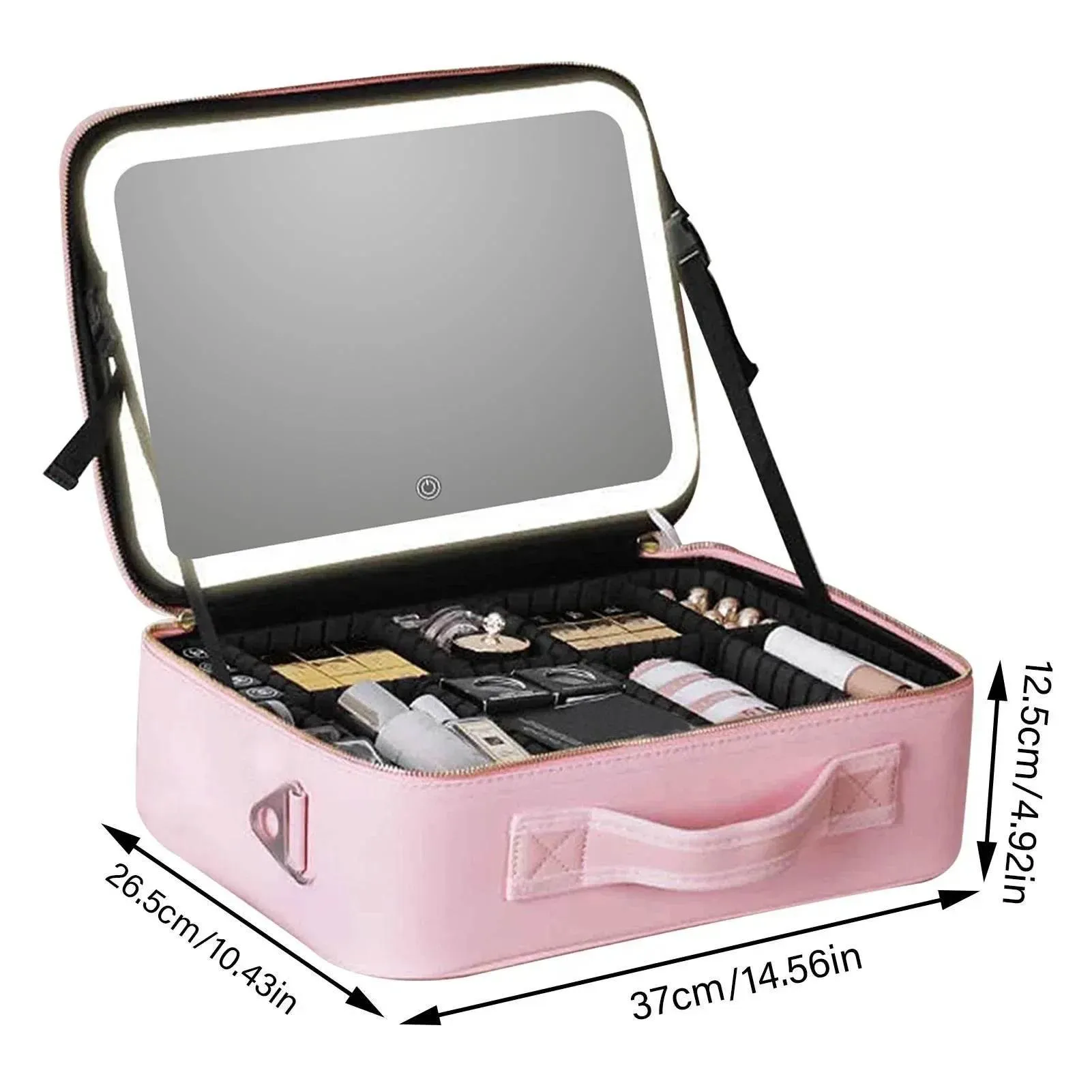 LED Makeup Bag with Mirror - Travel Cosmetic Organizer