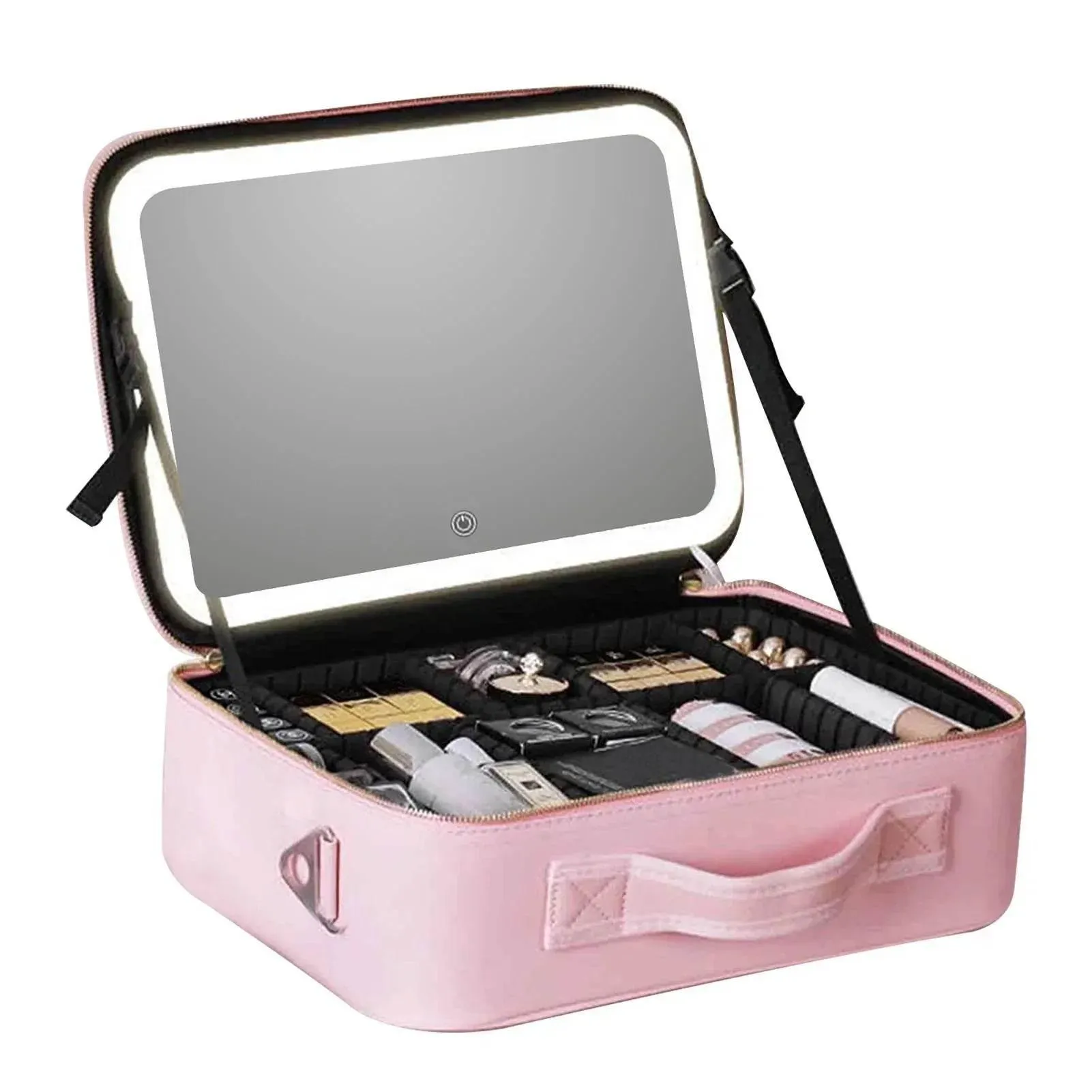 LED Makeup Bag with Mirror - Travel Cosmetic Organizer