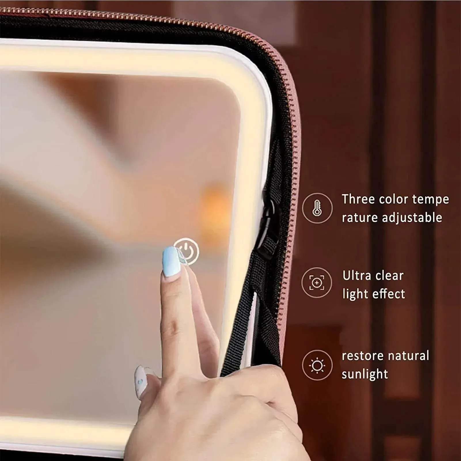 LED Makeup Bag with Mirror - Travel Cosmetic Organizer