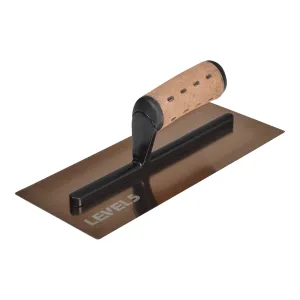 Level 5 Triple Hardened Rigid Flat Golden Stainless Steel Finishing Trowel