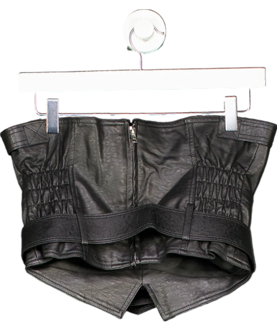 Lioness Black Faux Leather Belted Corset Top UK S