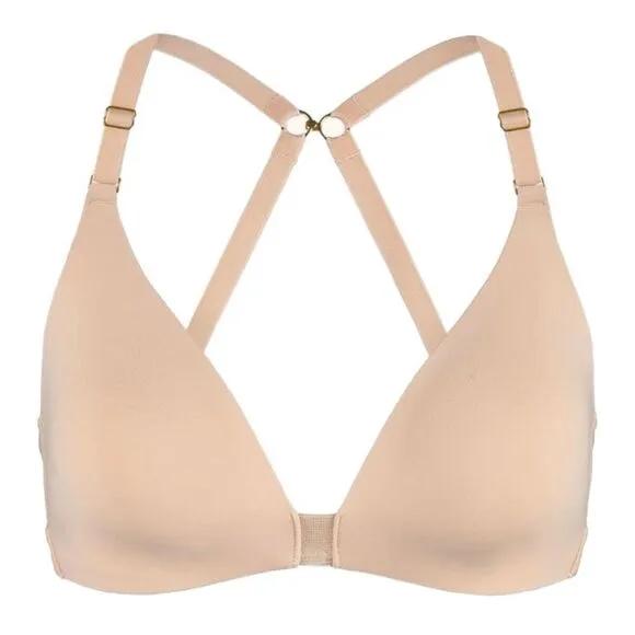LIVELY Flex‎ No-Wire Bra Toasted Almond Beige Wireless Size L Adjustable Straps