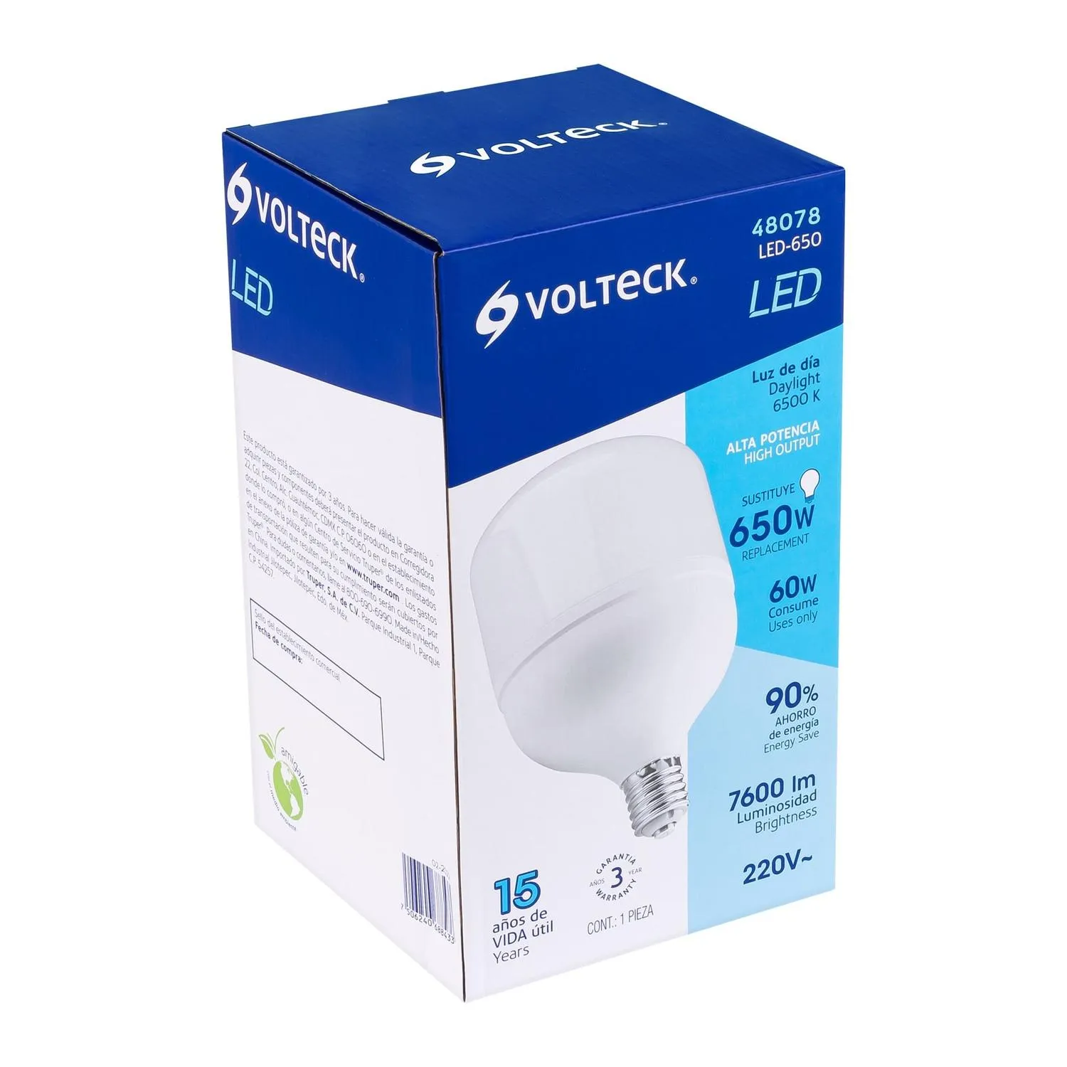 Lámpara de alta potencia 60 W E39, luz de día, Volteck 48078