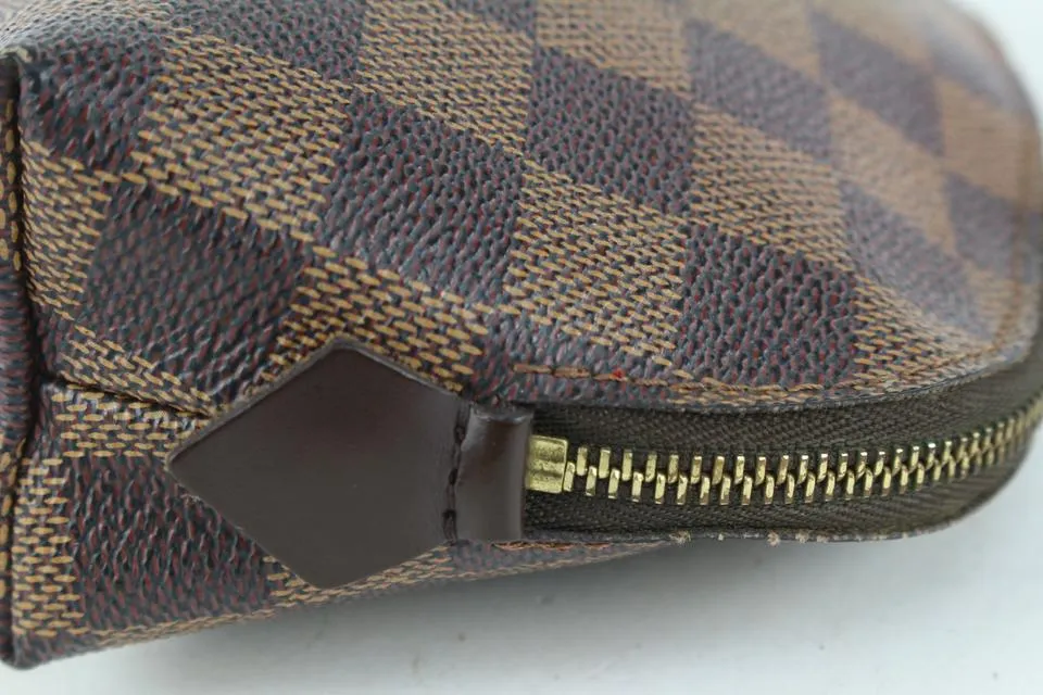 Louis Vuitton Damier Ebene Cosmetic Pouch Demi Ronde Toiletry Pouch 104lv56