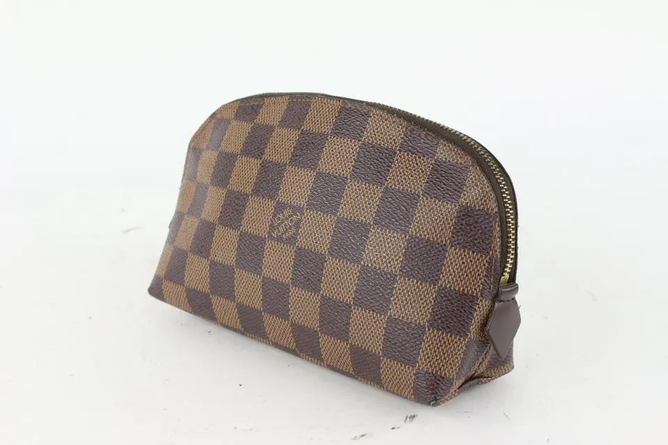 Louis Vuitton Damier Ebene Cosmetic Pouch Demi Ronde Toiletry Pouch 104lv56