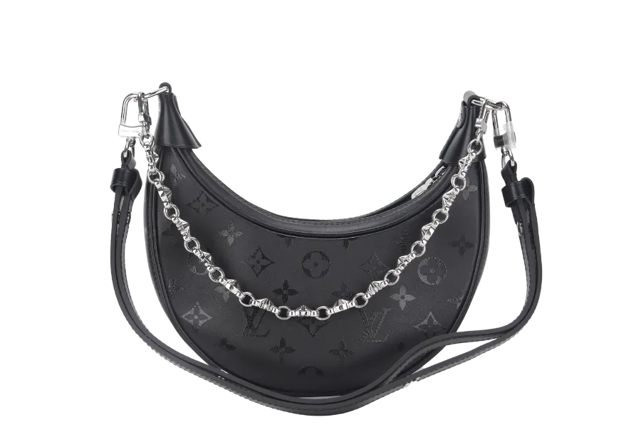 LOUIS VUITTON LOOP BLACK MONOGRAM SILKSCREEN PRINT (M11267) CALFSKIN SILVER HARDWARE WITH CHAIN , LEATHER STRAP, DUST COVER AND BOX