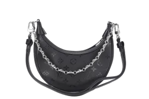 LOUIS VUITTON LOOP BLACK MONOGRAM SILKSCREEN PRINT (M11267) CALFSKIN SILVER HARDWARE WITH CHAIN , LEATHER STRAP, DUST COVER AND BOX