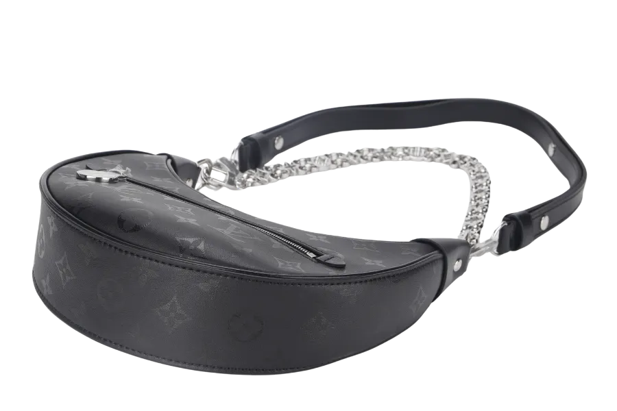 LOUIS VUITTON LOOP BLACK MONOGRAM SILKSCREEN PRINT (M11267) CALFSKIN SILVER HARDWARE WITH CHAIN , LEATHER STRAP, DUST COVER AND BOX