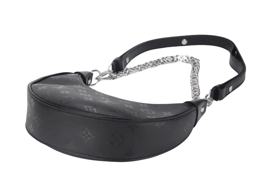 LOUIS VUITTON LOOP BLACK MONOGRAM SILKSCREEN PRINT (M11267) CALFSKIN SILVER HARDWARE WITH CHAIN , LEATHER STRAP, DUST COVER AND BOX