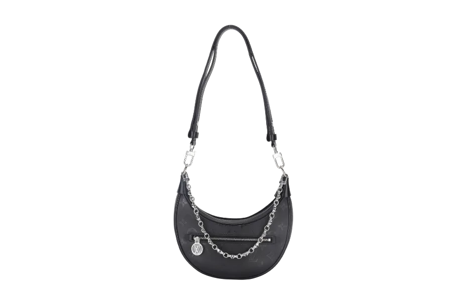 LOUIS VUITTON LOOP BLACK MONOGRAM SILKSCREEN PRINT (M11267) CALFSKIN SILVER HARDWARE WITH CHAIN , LEATHER STRAP, DUST COVER AND BOX