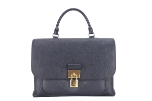 LOUIS VUITTON MARIGNAN BLUE MONOGRAM EMPREINTE LEATHER GOLD HARDWARE WITH STRAPS AND DUST COVER