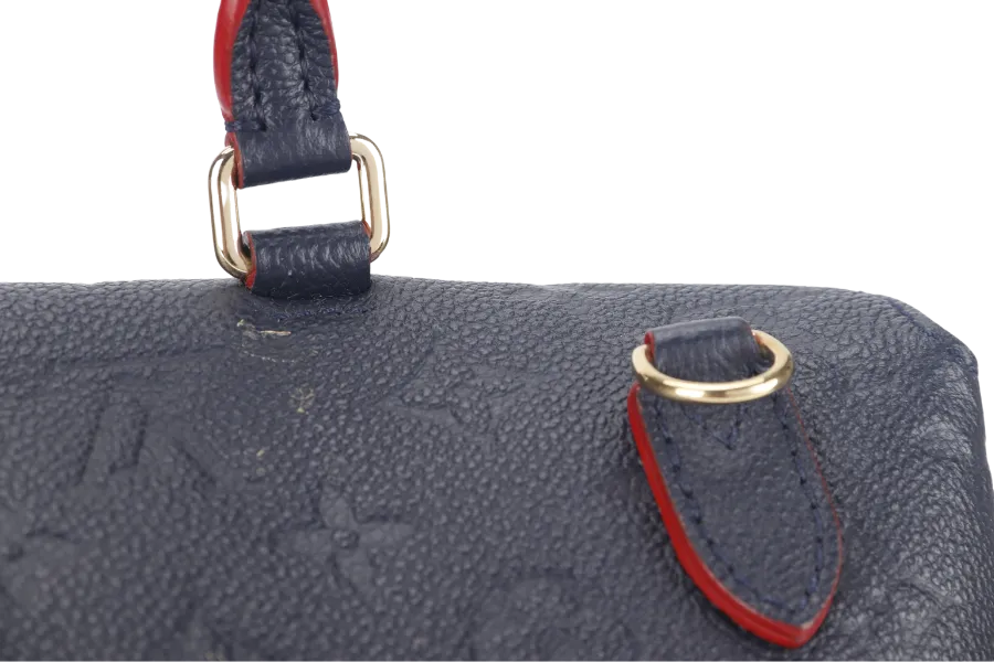 LOUIS VUITTON MARIGNAN BLUE MONOGRAM EMPREINTE LEATHER GOLD HARDWARE WITH STRAPS AND DUST COVER