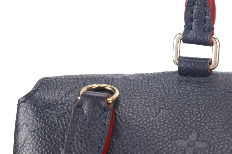 LOUIS VUITTON MARIGNAN BLUE MONOGRAM EMPREINTE LEATHER GOLD HARDWARE WITH STRAPS AND DUST COVER
