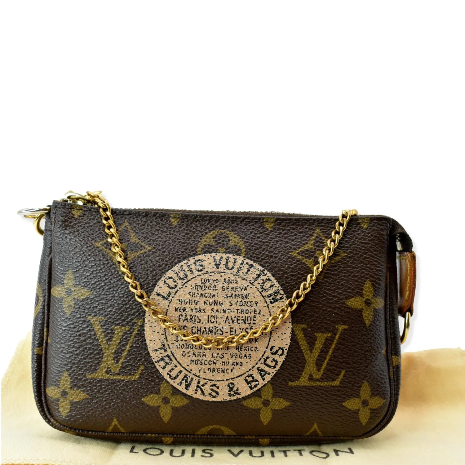 LOUIS VUITTON Mini Trunk & Bags Monogram Canvas Pochette Accessoires Pouch Brown