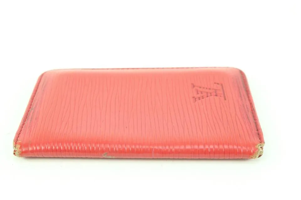 Louis Vuitton Red Epi Leather Porte Cartes Card Holder Wallet Insert s330lv30