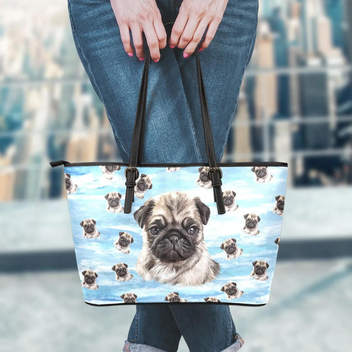 Loyal Pugs Leather Tote Bag