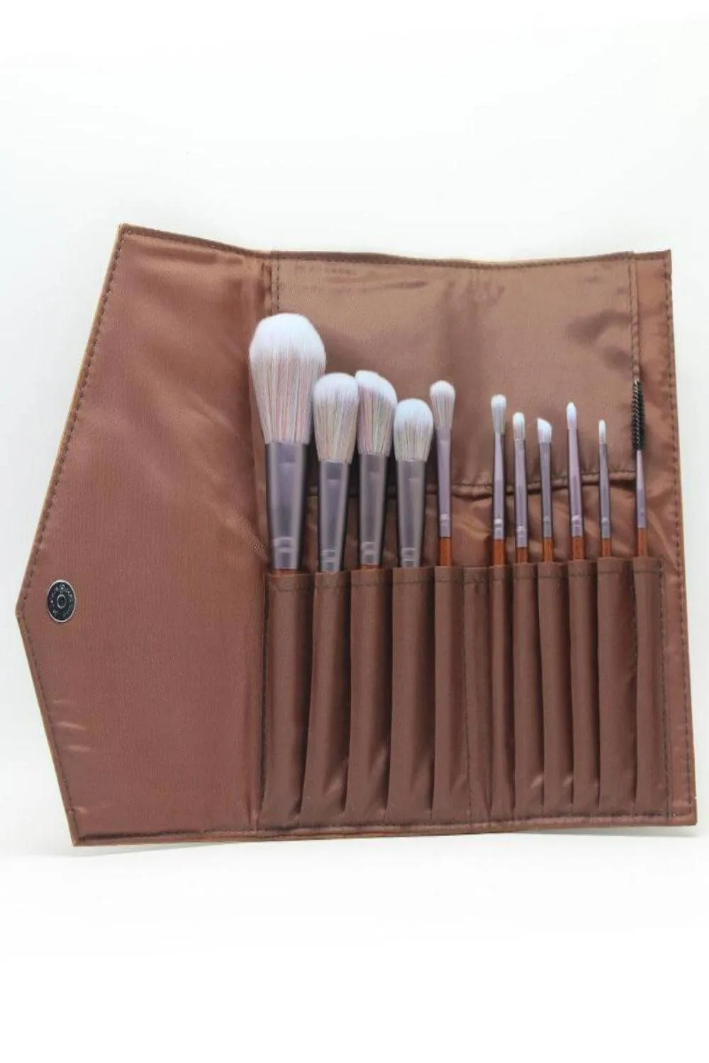 Luxe Brown Wooden Professional Makeup Brush Set - 11 Pcs