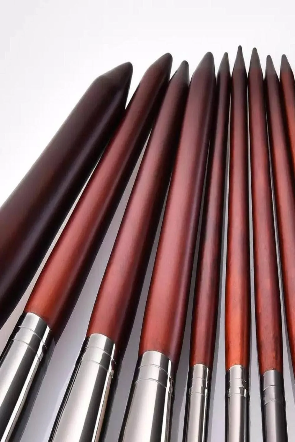Luxe Brown Wooden Professional Makeup Brush Set - 11 Pcs