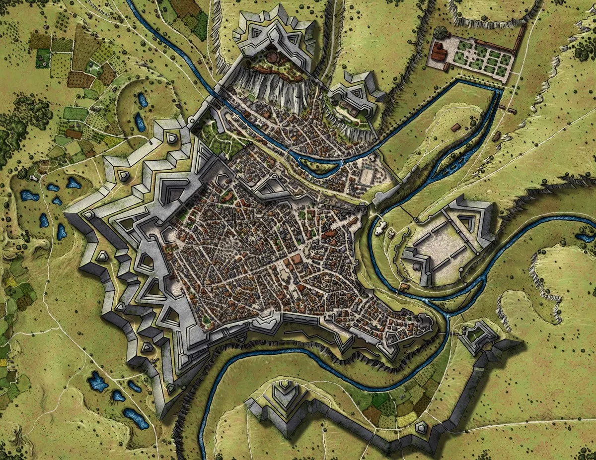 Luxemburg Star Fortress Alex colour NO CLOUDS Fantasy Map Patreon