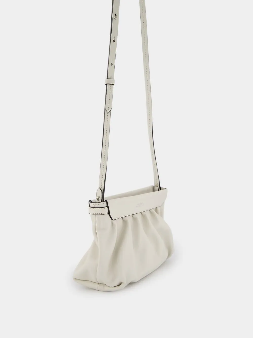 Luzes Gathered Crossbody White Leather Bag