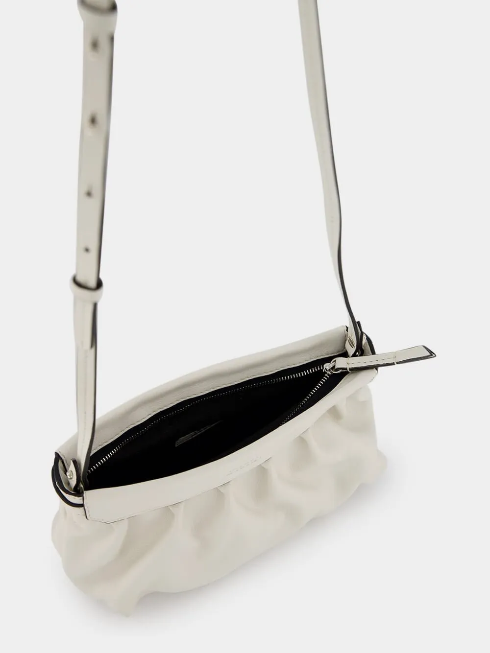Luzes Gathered Crossbody White Leather Bag