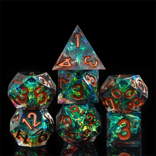Majestic Peacock - Candy Glitter Paper Dice - RPG Dice Set