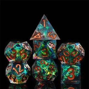 Majestic Peacock - Candy Glitter Paper Dice - RPG Dice Set