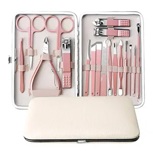 Manicure Set, 18 in 1 Professional Stainless Steel Nail Tools, Pedicure Kit Grooming Kit & Nail Clipper with Leather Travel Case for Men & Women