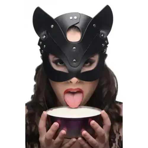 Master Series Faux Leather Bondage Cat Mask for Bdsm Couples