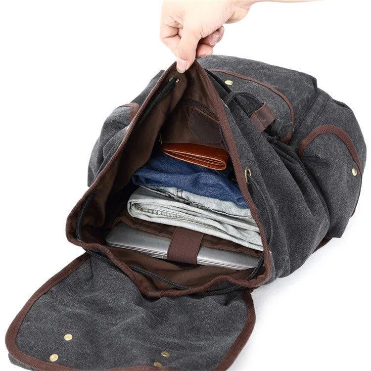 Men Casual Canvas Backpack Vintage Camping Daypack
