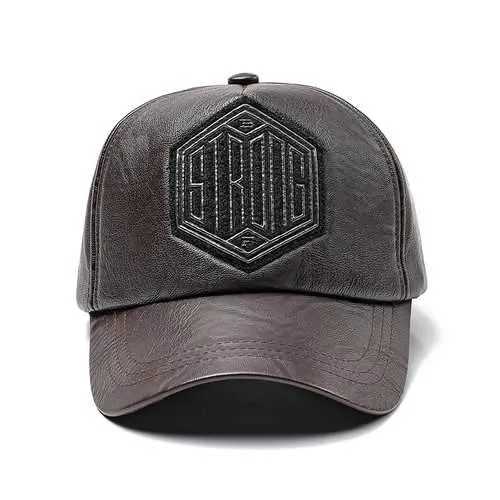 Men Women Winter PU Leather Baseball Cap Dad Hat