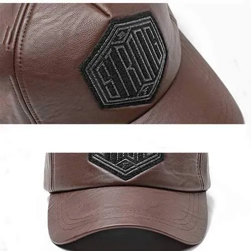 Men Women Winter PU Leather Baseball Cap Dad Hat