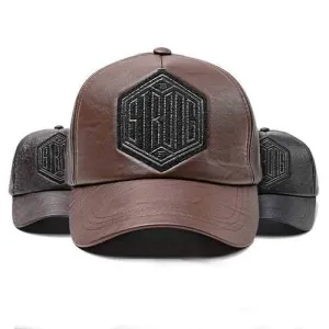 Men Women Winter PU Leather Baseball Cap Dad Hat