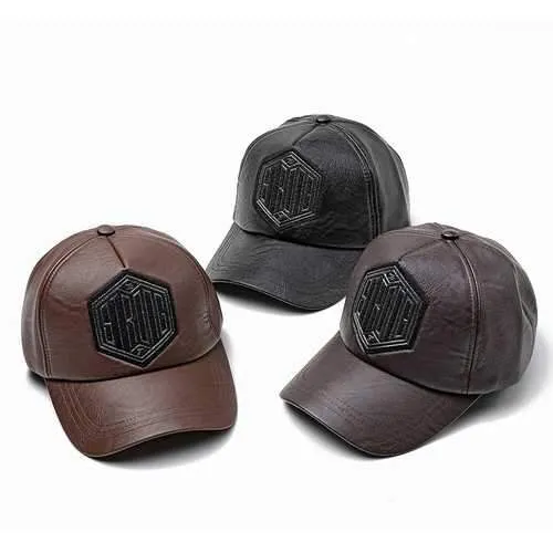 Men Women Winter PU Leather Baseball Cap Dad Hat