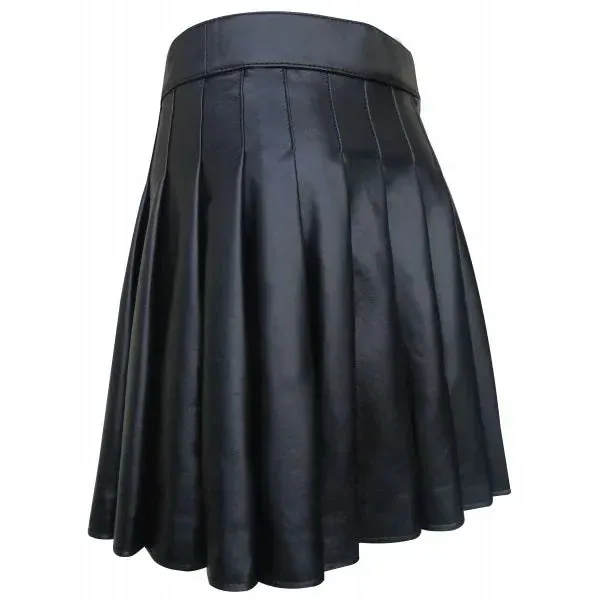 Men's Faux Leather Pleated Skirt