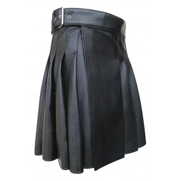 Men's Faux Leather Pleated Skirt